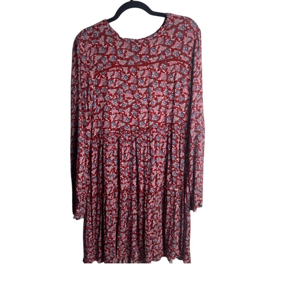 Knox Rose Size Small Peasant Dress Floral Burgundy Pink Long Sleeve Boho Prairie - Picture 1 of 7